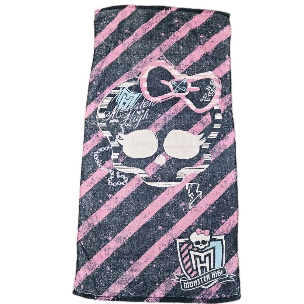 Vintage Monster High Beach Towel One Sided Black Pink